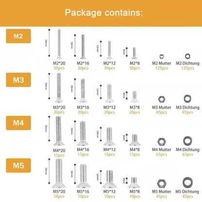 940 PCS/Set M2/M3/M4/M5 Flat Head Hexagon Socket Screws Gasket Ring Set - Screws by PMC Jewellery | Online Shopping South Africa | PMC Jewellery