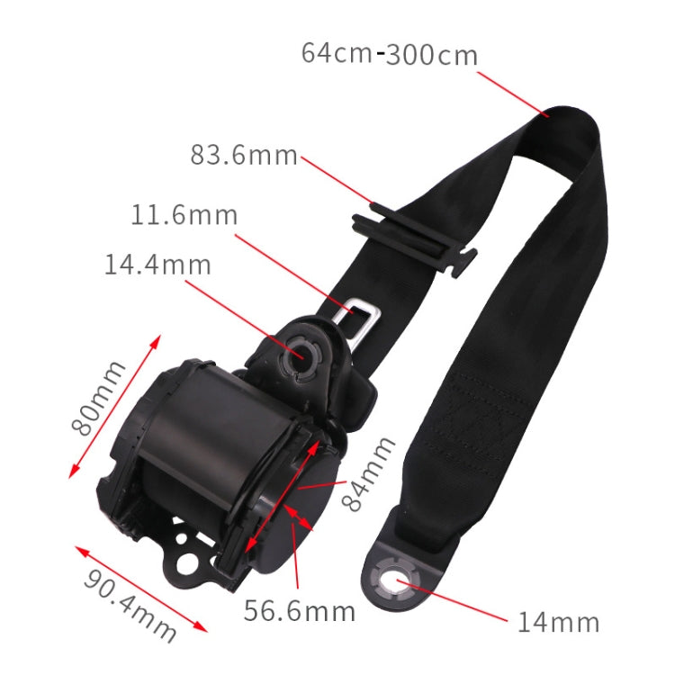 Universal 3-point Car Retrofit Seat Belt With Emergency Locking(Iron Bar Latch) - Seat Belts & Padding by PMC TechLife | Online Shopping South Africa | PMC TechLife | Buy Now Pay Later Mobicred