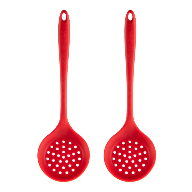 2pcs Non-stick High Temperature Resistant Silicone Cookware, Style: Leak Spoon(Red) - Cooking Tools by PMC TechLife | Online Shopping South Africa | PMC TechLife | Buy Now Pay Later Mobicred