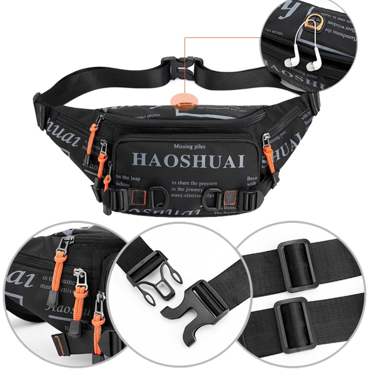 HAOSHUAI 5135 Outdoor Men Waist Bag Waterproof Nylon Cloth Men Bag(Black) - Waist Bags by HAOSHUAI | Online Shopping South Africa | PMC Jewellery | Buy Now Pay Later Mobicred