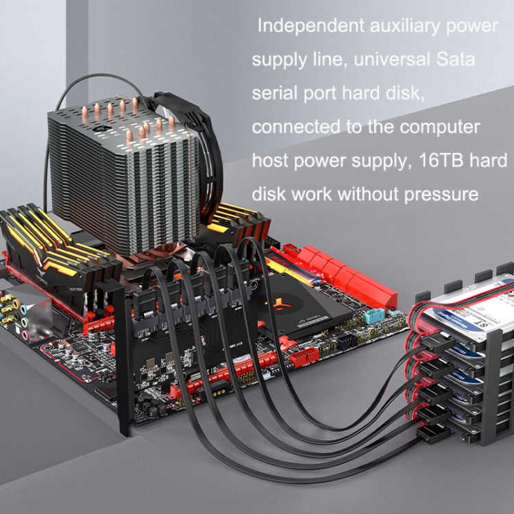 PCIE X1 To 10 Ports SATA3.0 Rotary Card Computer Desktop Solid State Hard Disk - Add-on Cards by PMC TechLife | Online Shopping South Africa | PMC TechLife