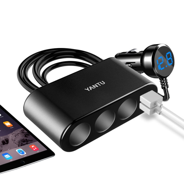 YANTU One Tow Three Car Digital Electronic Dual USB Cigarette Lighter, Specification: Voltage Monitor - Cigar Socket by YANTU | Online Shopping South Africa | PMC Jewellery