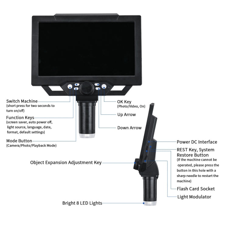 G1600 1-1600X Magnification 9 Inch Electron Microscope, Style: With Battery US Plug - Digital Microscope by PMC Jewellery | Online Shopping South Africa | PMC Jewellery | Buy Now Pay Later Mobicred