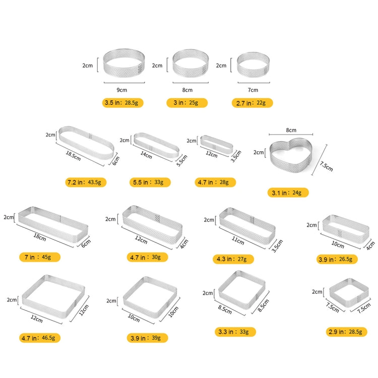 BN1006 Stainless Steel Mousse Circle Thickened Perforated Cake Mold DIY Baking Tools, Specification: Oval 7.2 inches - free shipping - PMC TechLife - Order now!