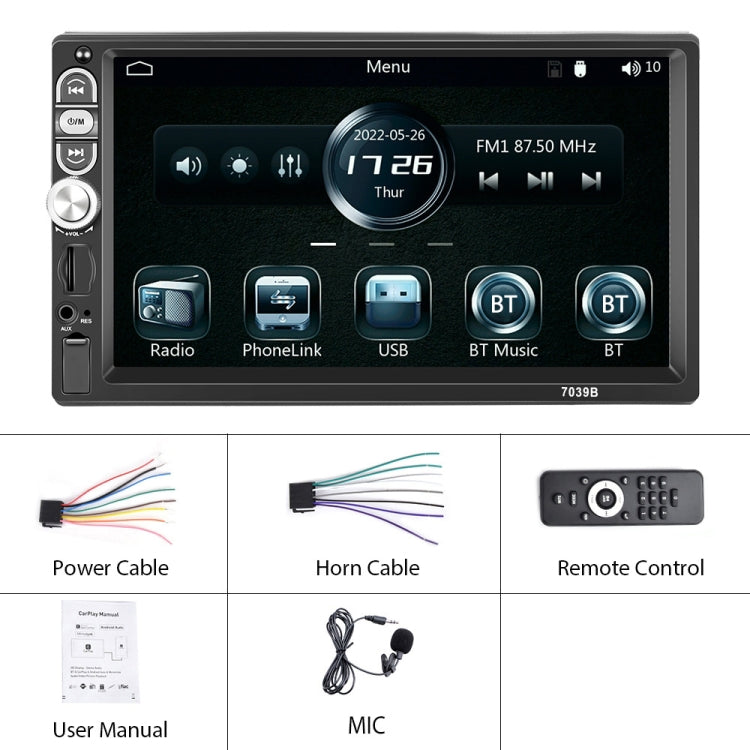 A3061 7 Inches MP5 Bluetooth Player Universal Wired CarPlay Reversing Image Integrated, Style: Standard - Car MP3 & MP4 & MP5 by PMC Jewellery | Online Shopping South Africa | PMC Jewellery | Buy Now Pay Later Mobicred