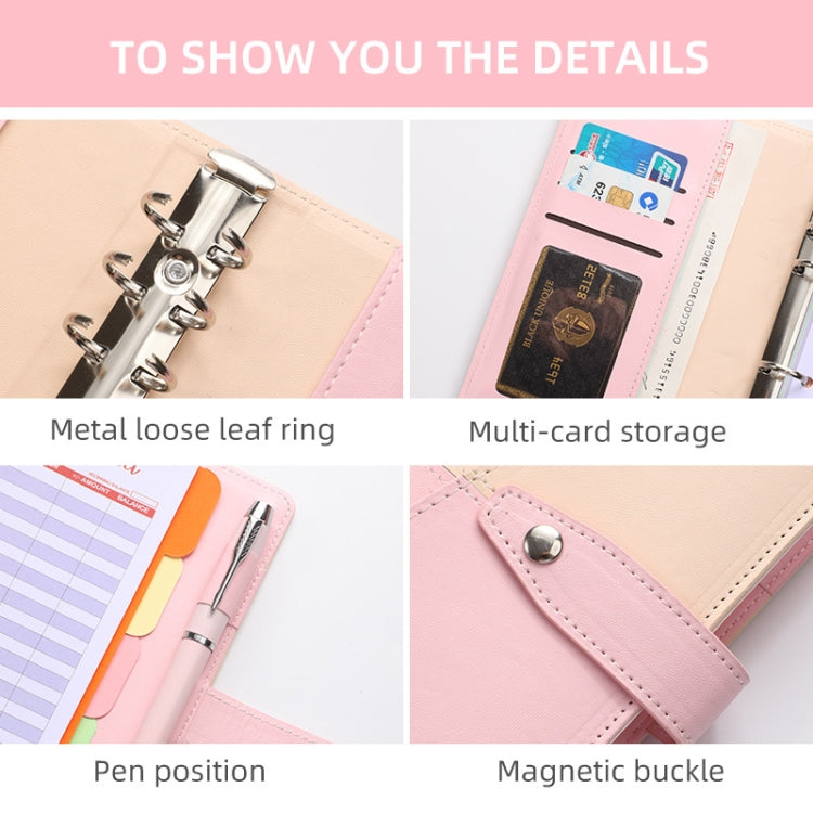 A6 YMX-012 PU Leather Budget Binder Notebook Macaron Color Matching Handbook(Khaki+Pink) - Notebooks by PMc TechLife | Online Shopping South Africa | PMc TechLife | Buy Now Pay Later Mobicred