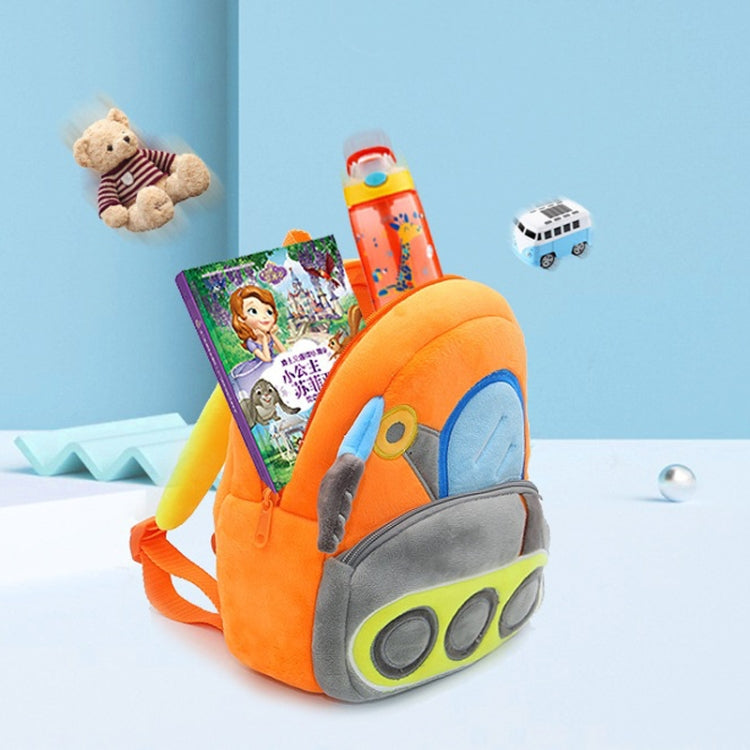 3D Cartoon Trucks Cars Plush Kids Backpack Children School Bags(Crane) - Kids Bags by PMC Jewellery | Online Shopping South Africa | PMC Jewellery