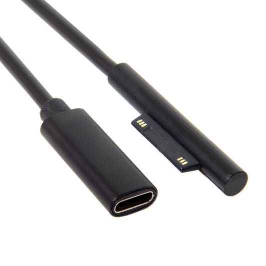 Type-C / USB-C Mother Rotary Seeder Tablet Power Charging Cable For Microsoft Surface Pro 5 / 6, Size: 30cm(Black) - For Microsoft by PMC Jewellery | Online Shopping South Africa | PMC Jewellery | Buy Now Pay Later Mobicred