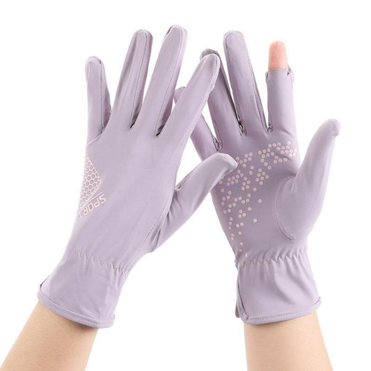 1pair Driving Sunscreen Anti-ultraviolet Thin Summer Ice Silk Dew Finger Non-slip Riding Gloves Free Size(Taro Purple) - Safety Gloves by PMC Jewellery | Online Shopping South Africa | PMC Jewellery | Buy Now Pay Later Mobicred