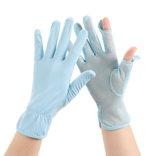 1pair Summer Sunscreen Breathable Thin Anti-ultraviolet Finger Fishing Ice Silk Gloves Free Size(Sky Blue) - Safety Gloves by PMC Jewellery | Online Shopping South Africa | PMC Jewellery | Buy Now Pay Later Mobicred