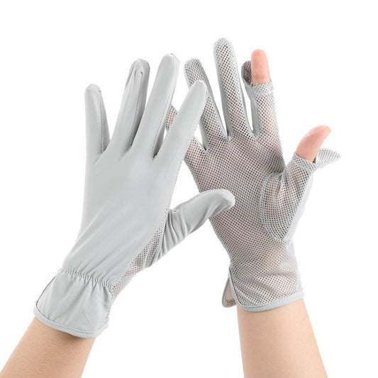 1pair Summer Sunscreen Breathable Thin Anti-ultraviolet Finger Fishing Ice Silk Gloves Free Size(Smoke Gray) - Safety Gloves by PMC Jewellery | Online Shopping South Africa | PMC Jewellery | Buy Now Pay Later Mobicred