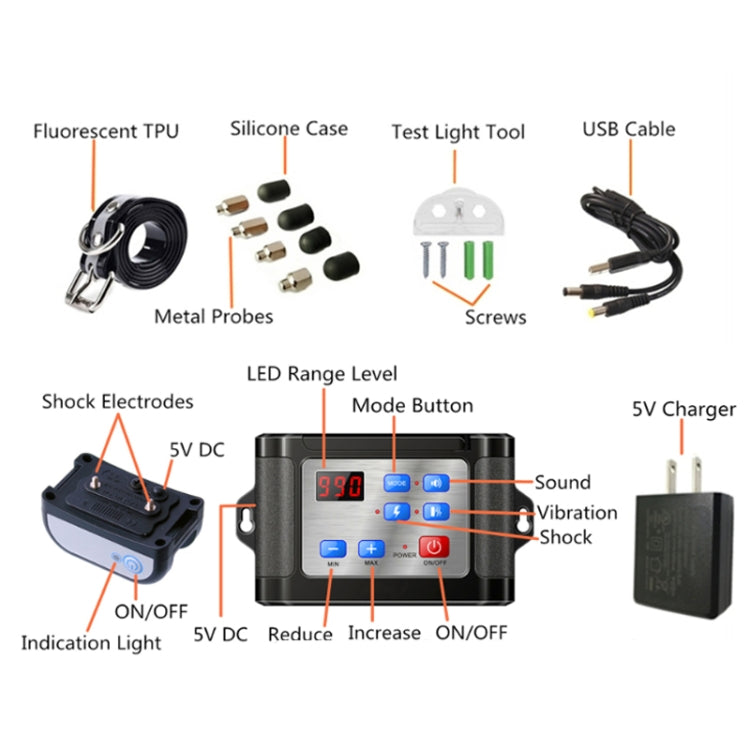 Outdoor Wireless Electronic Pet Fence Night Reflective Collar, Specification: One for One(EU Plug) - Training Aids by PMC TechLife | Online Shopping South Africa | PMC TechLife | Buy Now Pay Later Mobicred