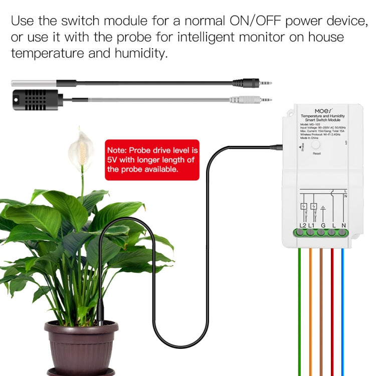 WiFi Switch Module+Temperature and Humidity Probe Tuya Dual-way Temperature and Humidity Switch Timer Smart Switch - Smart Switch by PMC Jewellery | Online Shopping South Africa | PMC Jewellery | Buy Now Pay Later Mobicred