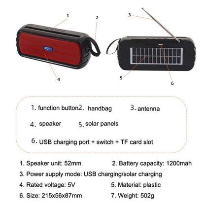 BAIJIALI SY-918 Solar Emergency Radio Read U Disk Large Volume Speaker LED Light Portable Player(Red) - Radio Player by BAIJIALI | Online Shopping South Africa | PMC Jewellery | Buy Now Pay Later Mobicred