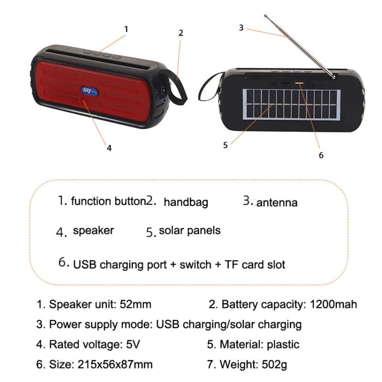 BAIJIALI SY-918 Solar Emergency Radio Read U Disk Large Volume Speaker LED Light Portable Player(Black) - Radio Player by BAIJIALI | Online Shopping South Africa | PMC Jewellery | Buy Now Pay Later Mobicred