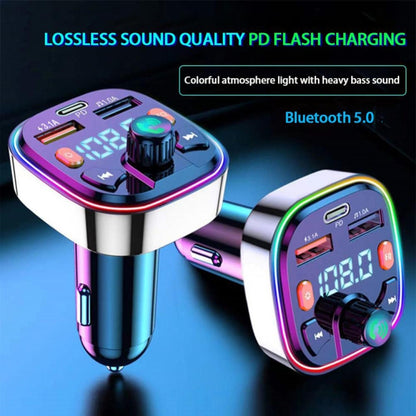 Q5 3.1A USB+PD Bluetooth Car Charger Car FM Transmitter Colorful Lighting - Bluetooth Car Kits by PMC Jewellery | Online Shopping South Africa | PMC Jewellery | Buy Now Pay Later Mobicred