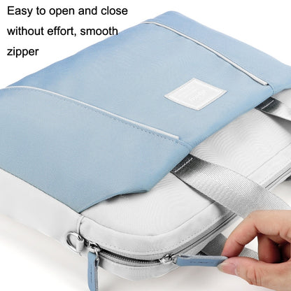 13.3-14 inch Computer Handheld Messenger Bag For Apple MacBook / Huawei / Xiaomi / Basne(Ladder tape light blue+gray PU power package) - 13.3 inch by PMC Jewellery | Online Shopping South Africa | PMC Jewellery | Buy Now Pay Later Mobicred