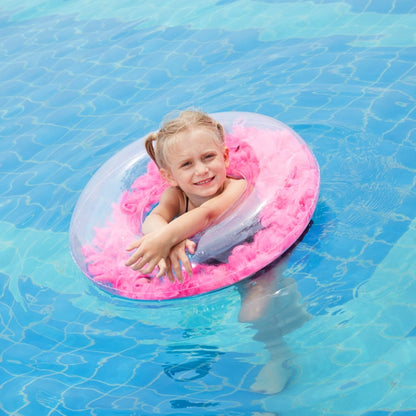 Thickened Transparent Feather PVC Inflatable Swimming Ring 70cm(Pink) - Swimming Rings by PMC Jewellery | Online Shopping South Africa | PMC Jewellery