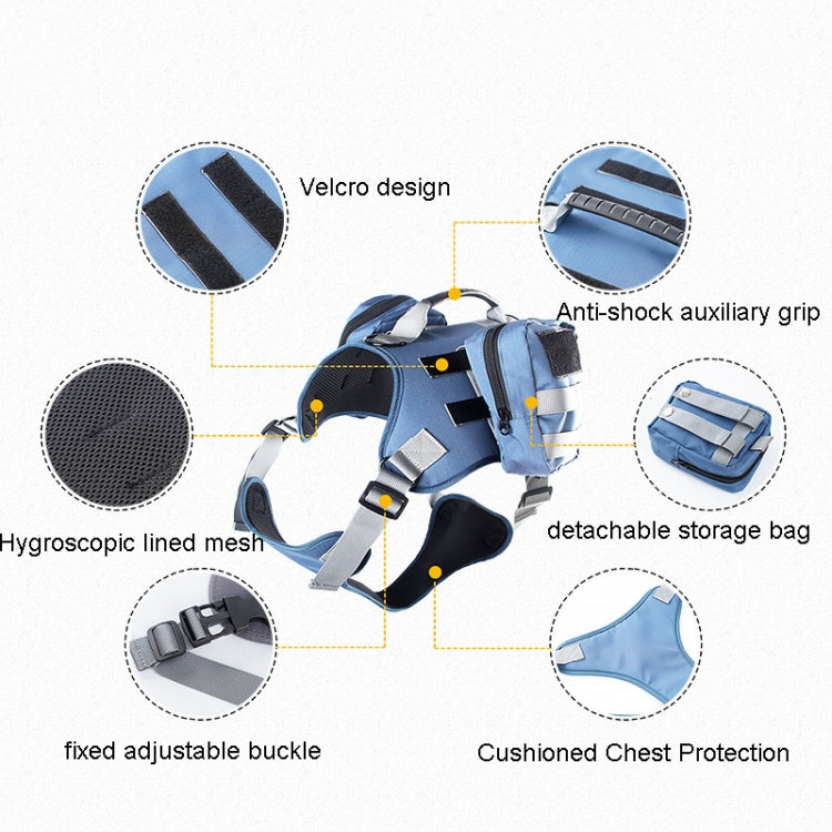 Dog Explosion-proof Chest Strap With Detachable Combination Backpack, Size: L(Lake Blue) - Leashes & Chest Strap by PMC TechLife | Online Shopping South Africa | PMC TechLife