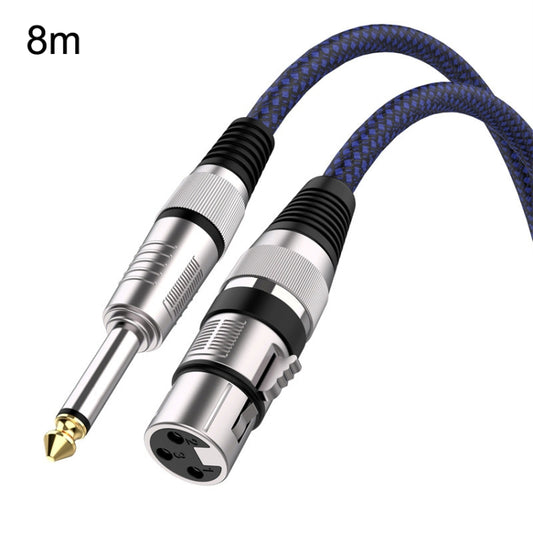 8m Blue and Black Net TRS 6.35mm Male To Caron Female Microphone XLR Balance Cable - Microphone Audio Cable & Connector by PMC Jewellery | Online Shopping South Africa | PMC Jewellery | Buy Now Pay Later Mobicred