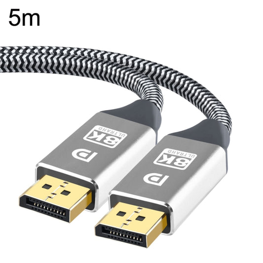 5m 1.4 Version DP Cable Gold-Plated Interface 8K High-Definition Display Computer Cable 30AWG OD:6.3MM With Nylon Mesh(Silver) -  by PMC Jewellery | Online Shopping South Africa | PMC Jewellery | Buy Now Pay Later Mobicred