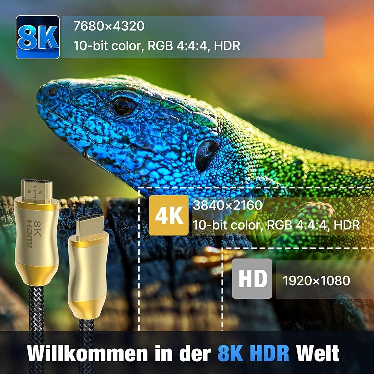 CO-HD801 5m HDMI 2.1 Version 8K 60Hz For PS4 Cable Projector Notebook Set-Top Box Cable(Gold) - Cable by PMC TechLife | Online Shopping South Africa | PMC TechLife | Buy Now Pay Later Mobicred