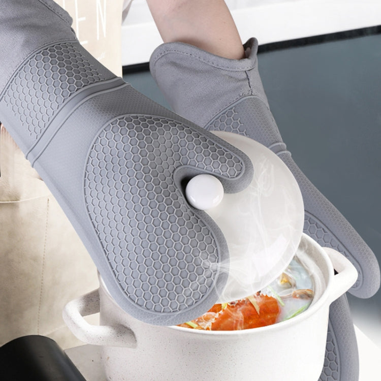 ZYA-426 Longer And Thicker Insulated Gloves Silicone Kitchen Baking Gloves(Gray) - Insulation by PMC TechLife | Online Shopping South Africa | PMC TechLife | Buy Now Pay Later Mobicred