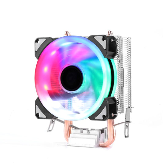 Desktop Computer Double Copper Tube CPU Radiator Super Quiet Color Light 3-pin Single Fan - Fan Cooling by PMC Jewellery | Online Shopping South Africa | PMC Jewellery | Buy Now Pay Later Mobicred