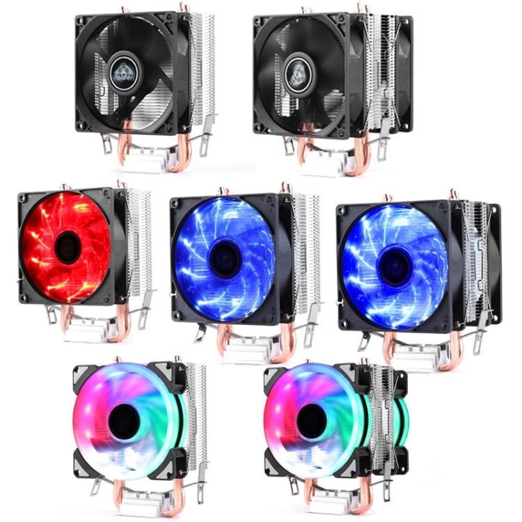 Desktop Computer Double Copper Tube CPU Radiator Super Quiet Color Light 3-pin Single Fan - Fan Cooling by PMC TechLife | Online Shopping South Africa | PMC TechLife | Buy Now Pay Later Mobicred