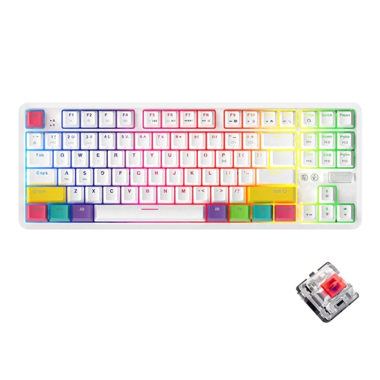 Ajazz K870T 87-Key RGB Office Game Phone Tablet Bluetooth/Wired Dual-Mode Mechanical Keyboard Red Shaft (White) - Wired Keyboard by Ajazz | Online Shopping South Africa | PMC Jewellery | Buy Now Pay Later Mobicred