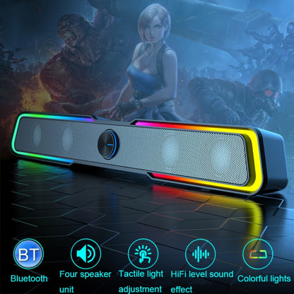 Wired+Bluetooth Version DHE6002S RGB Lights HiFi Sound Effect Computer Audio Desktop Long Strip Speakers -  by PMC Jewellery | Online Shopping South Africa | PMC Jewellery | Buy Now Pay Later Mobicred