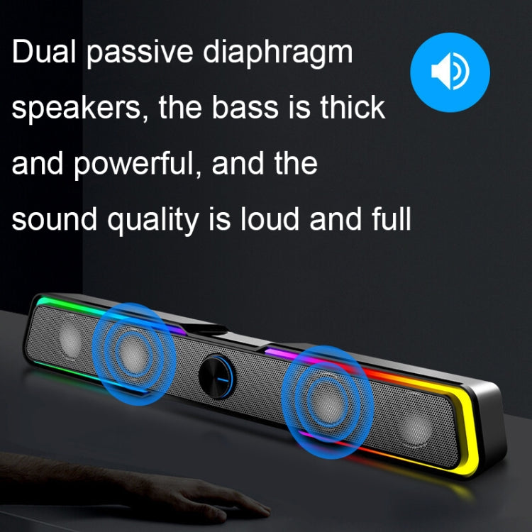 Wired+Bluetooth Version DHE6002S RGB Lights HiFi Sound Effect Computer Audio Desktop Long Strip Speakers -  by PMC Jewellery | Online Shopping South Africa | PMC Jewellery | Buy Now Pay Later Mobicred