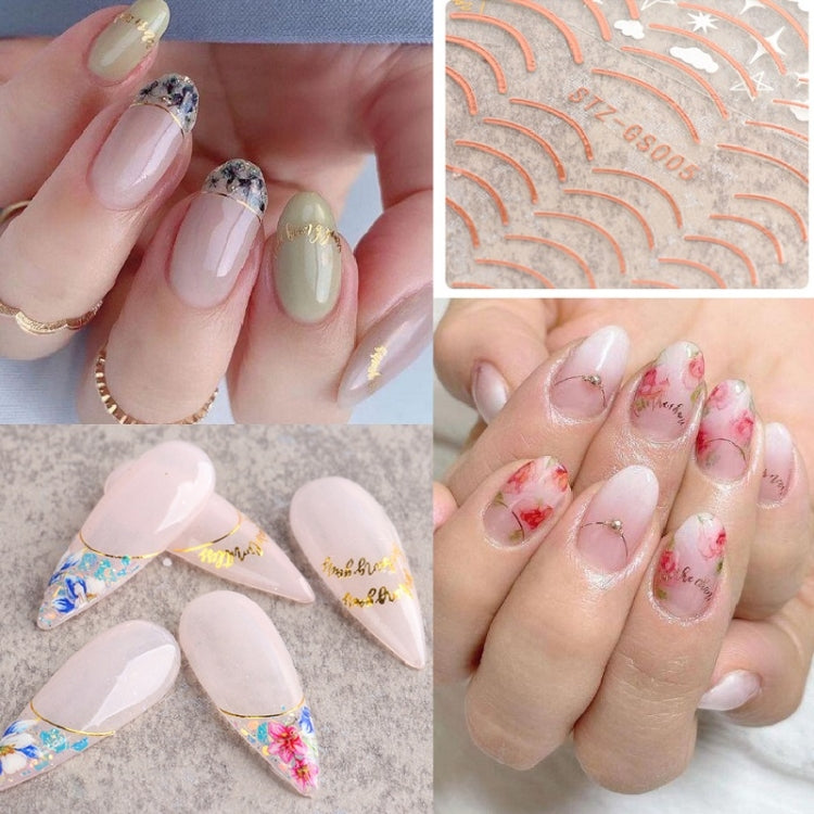 Gold Silver Manicure Stickers Imitation Metal Line Adhesive Nail Stickers(Stz-GS004 Rose Gold) - Nail Stickers by PMC Jewellery | Online Shopping South Africa | PMC Jewellery | Buy Now Pay Later Mobicred