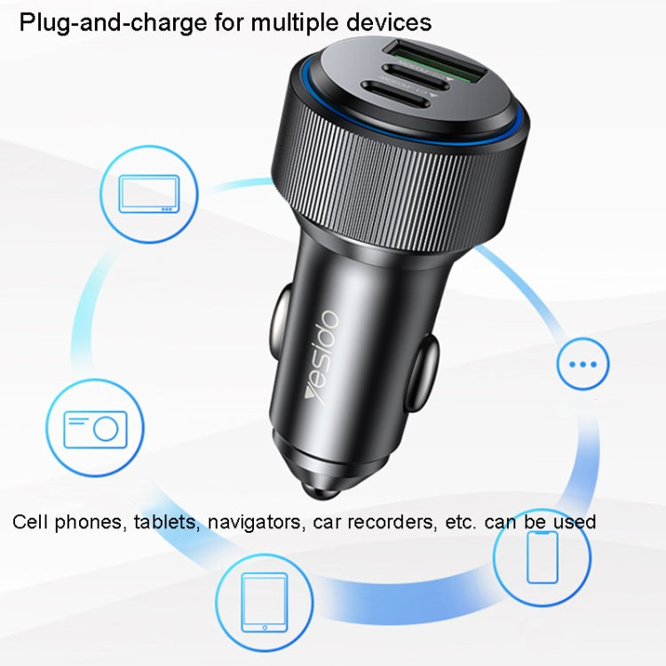 Yesido Y50 Car USB3.0 Fast Charger 30W Aluminum Alloy PD Fast Charging(Black) - Car Charger by Yesido | Online Shopping South Africa | PMC Jewellery