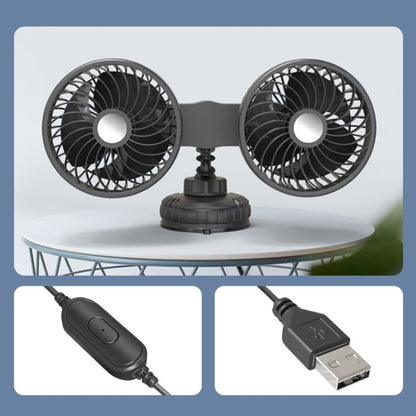 F6026 Large Suction Cup Vehicle-Mounted Double-Head Fan, Model: USB - Heating & Fans by PMC Jewellery | Online Shopping South Africa | PMC Jewellery