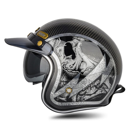 SOMAN Motorcycle Four Seasons Carbon Fiber Half Helmet, Color: Carbon Fiber Silver Lightning(XXL) - Helmets by SOMAN | Online Shopping South Africa | PMC Jewellery | Buy Now Pay Later Mobicred