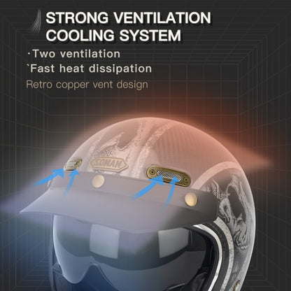 SOMAN Motorcycle Four Seasons Carbon Fiber Half Helmet, Color: FRP Matte Black(XXL) - Helmets by SOMAN | Online Shopping South Africa | PMC Jewellery | Buy Now Pay Later Mobicred