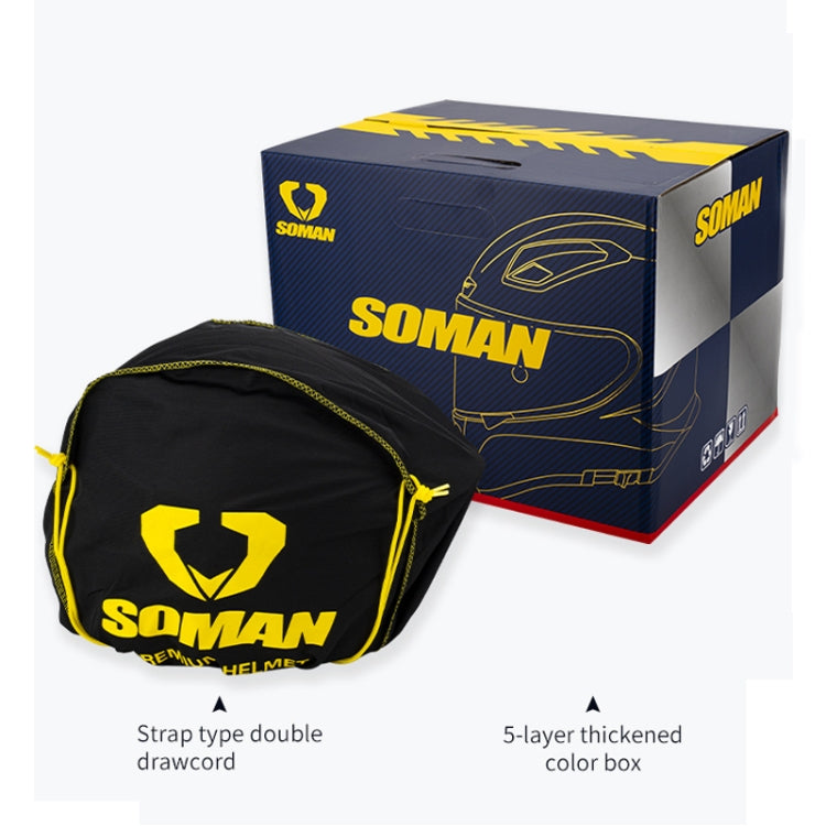 SOMAN Motorcycle Carbon Fiber Double Lens Thermal Safety Helmet, Size: XXL(Snake Carbon Fiber REVO) - Helmets by SOMAN | Online Shopping South Africa | PMC Jewellery | Buy Now Pay Later Mobicred