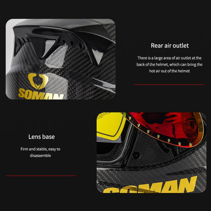 SOMAN Motorcycle Carbon Fiber Double Lens Thermal Safety Helmet, Size: XL(Cheetah Print REVO) - Helmets by SOMAN | Online Shopping South Africa | PMC Jewellery | Buy Now Pay Later Mobicred