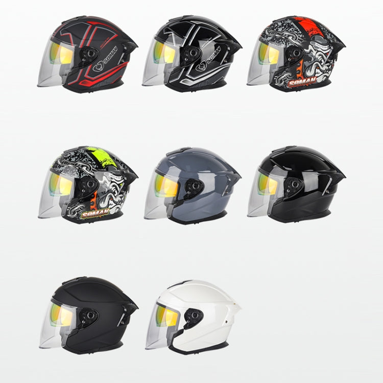 SOMAN Motorcycle Electric Bicycle Dual Lens Riding Helmet, Size: L(Bright Back) - Helmets by SOMAN | Online Shopping South Africa | PMC Jewellery | Buy Now Pay Later Mobicred