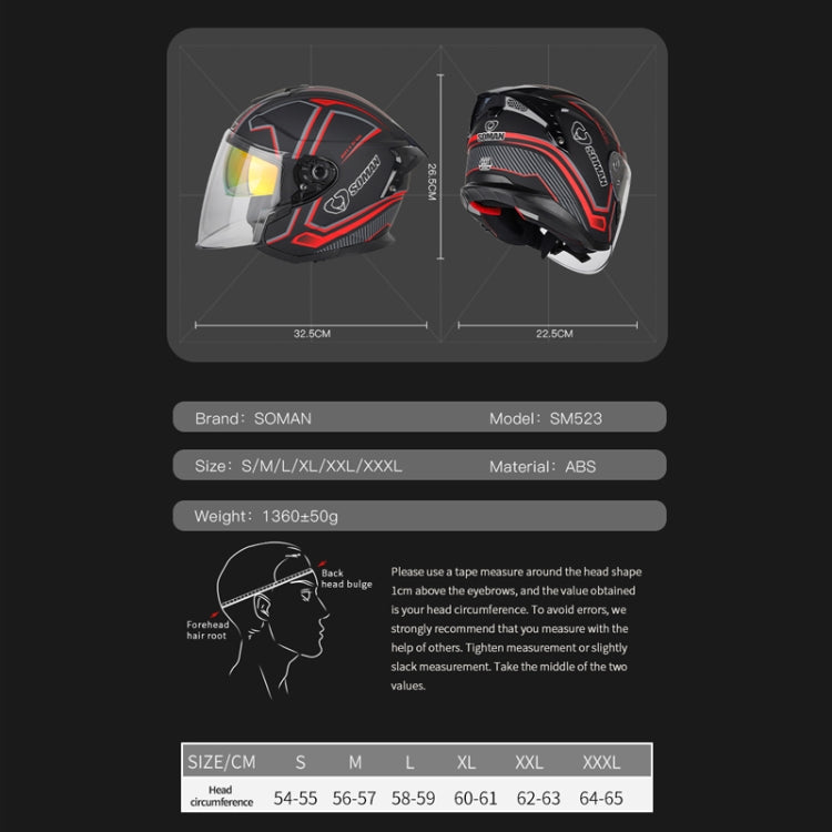 SOMAN Motorcycle Electric Bicycle Dual Lens Riding Helmet, Size: M(Matte Black) - Helmets by SOMAN | Online Shopping South Africa | PMC Jewellery | Buy Now Pay Later Mobicred