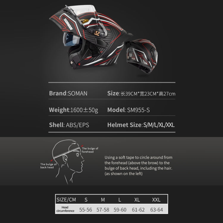 SOMAN Motorcycle Dual Lens Riding Peel-Off Full Coverage Helmet, Size: S(Pearl White) - free shipping - PMC TechLife - Order now!