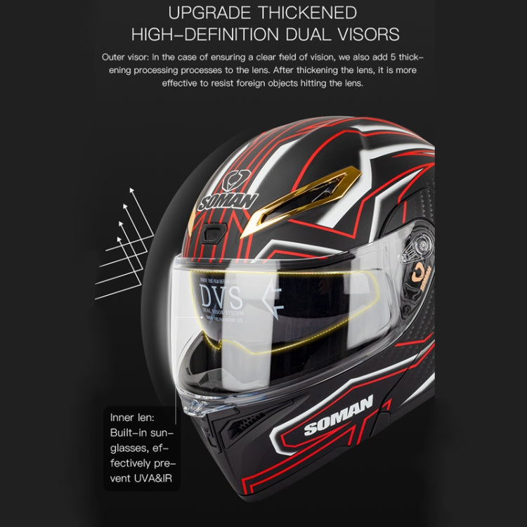 SOMAN Motorcycle Dual Lens Riding Peel-Off Full Coverage Helmet, Size: XL(Black Gray Track) - free shipping - PMC TechLife - Order now!