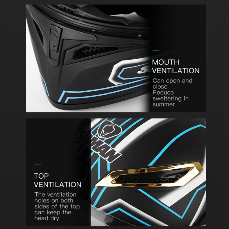 SOMAN Motorcycle Dual Lens Riding Peel-Off Full Coverage Helmet, Size: XXL(Sapphire Vision) - free shipping - PMC TechLife - Order now!
