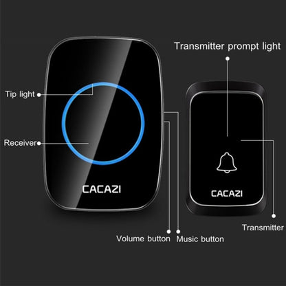 CACAZI A06-DC 1 To 1 Battery Type Smart Home Wireless Waterproof Music Doorbell(Black) - Wireless Doorbell by CACAZI | Online Shopping South Africa | PMC Jewellery