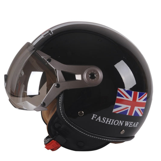 GXT Electric Vehicle Half Cover Helmet Four Seasons Retro Helmet, Size: L(Bright Black Flower) - Helmets by GXT | Online Shopping South Africa | PMC Jewellery | Buy Now Pay Later Mobicred