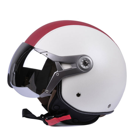 GXT Electric Vehicle Half Cover Four Seasons Retro Helmet, Size: L(White Red) - Helmets by GXT | Online Shopping South Africa | PMC Jewellery | Buy Now Pay Later Mobicred