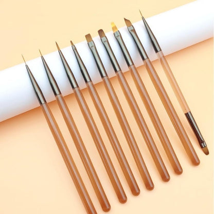 Brown Nail Art Pen Set Colorful Drawing Tools, Style: Sweeping pen - Nail Art Equipment by PMC Jewellery | Online Shopping South Africa | PMC Jewellery | Buy Now Pay Later Mobicred