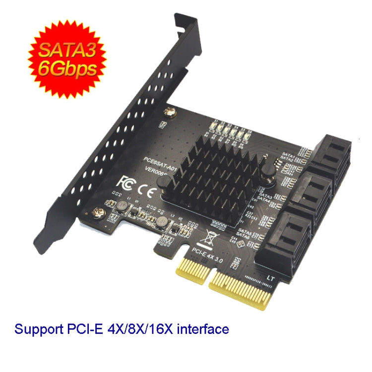 PCIE 1X To 8 Port  SATA 3.0 Adapter Expansion Card ASMedia ASM1166 Converter - Add-on Cards by PMC Jewellery | Online Shopping South Africa | PMC Jewellery
