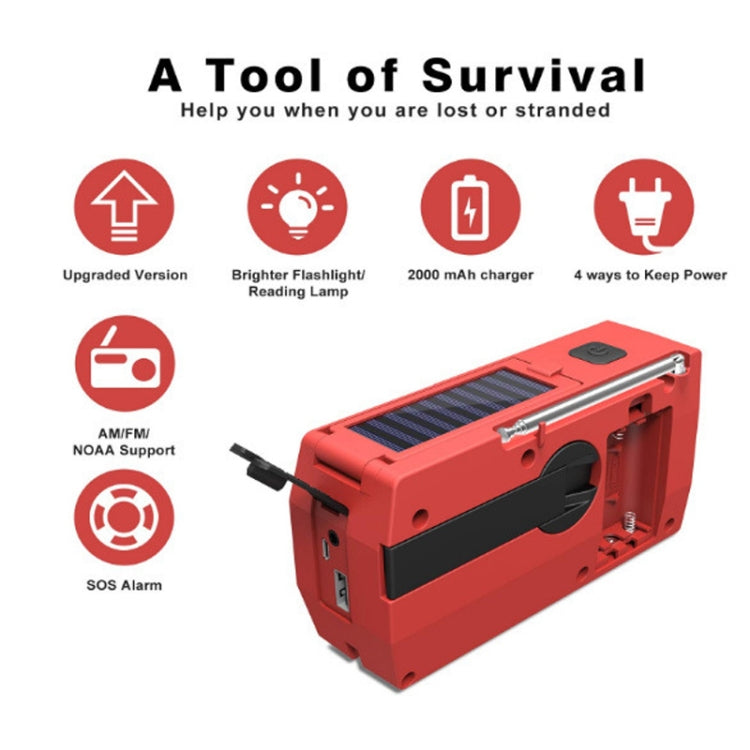 AM/FM/NoAA 2000mAh Emergency Radio Portable Hand Crank Solar Powered Radio(Orange) - Radio Player by PMC Jewellery | Online Shopping South Africa | PMC Jewellery | Buy Now Pay Later Mobicred